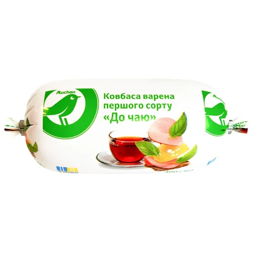 Ковбаса Auchan До чаю варена перший сорт 400г