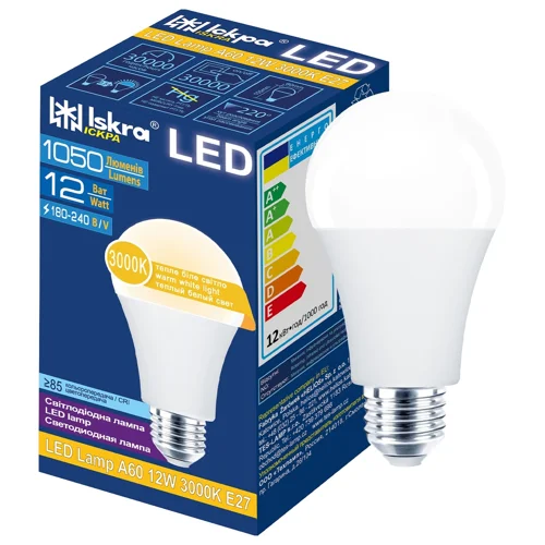 Лампа Іскра LED E27 A60 220В 12Вт 3000K