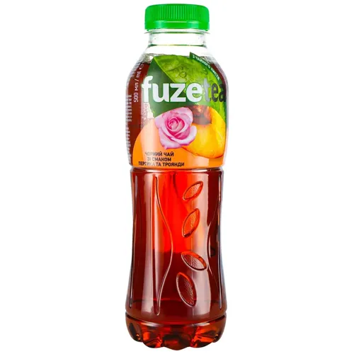 Напій Fuzetea Чай чорний зі смаком персика та троянди безалкогольний негазований 0,5л