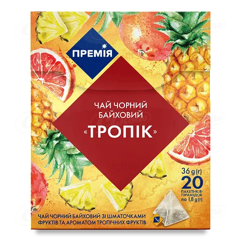 Чай чорний «Премія»® «Тропік» з фруктами байховий, 20*1,8г/уп