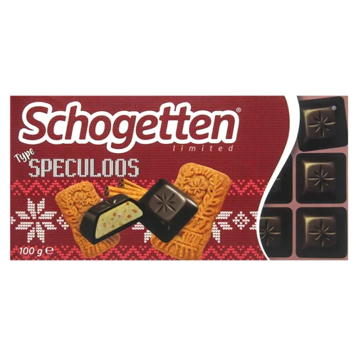 Шоколад молочний Schogetten з молочною начинкою та шматочками печива Speculoos 100г