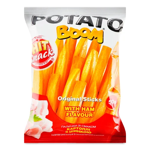 Палички Potato Boom зі смаком картоплі з шинкою,50г