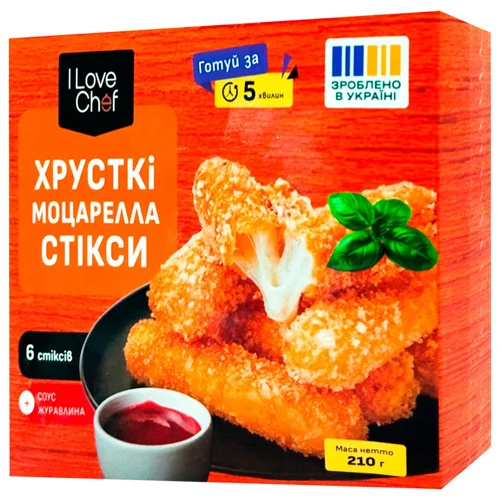 Сир Моцарелла I Love Chef в паніровці з ягідними соусами 210г