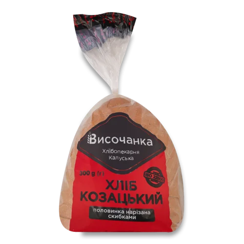 Хліб Житньо-Пшеничний Вищого Ґатунку Нарізка Половинка Козацький Височанка, 300г