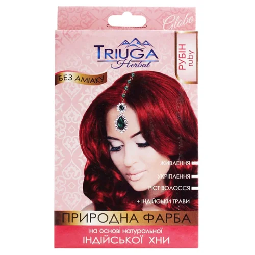 Фарба для волосся на основі хни Triuga Herbal Рубін 25г