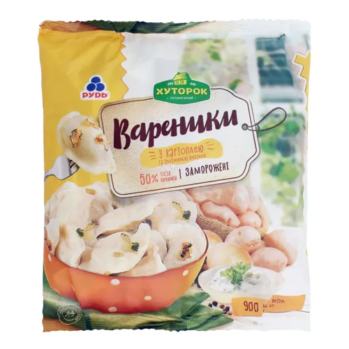 Вареники з картоплею та смаженою цибулею Хуторок м/у 900г