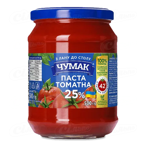 Паста томатна «Чумак» 25% у скляній банці, 500г