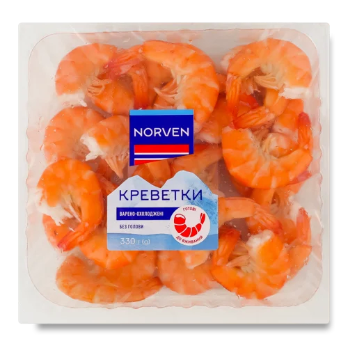 Креветки Варено-Охолоджені Norven В/ґ Лоток 330г