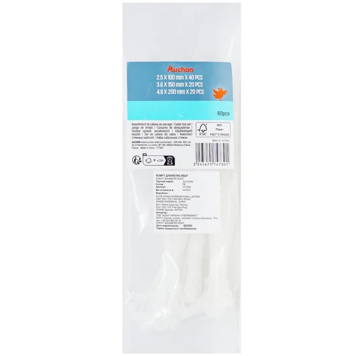 Хомут Auchan для кабелю 80шт