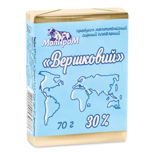 Сирний Продукт Плавлений Молоковмісний Вершковий МолПром м/у, 70г