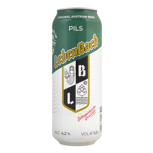 Пиво 0.5л 4.2% світле фільтроване пастеризоване Pils Lebenbach