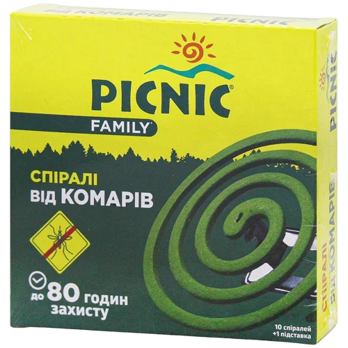 Спіралі від комарів Picnic Family з підставкою 10шт
