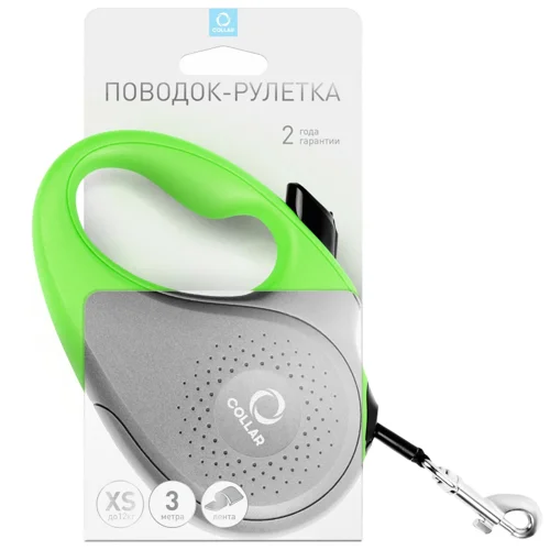 Повідець-рулетка Collar салатова XS до 12кг 3м