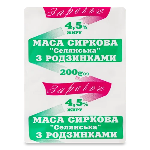 Сиркова Маса 4.5% З Родзинками Селянська Заречье м/у, 200г