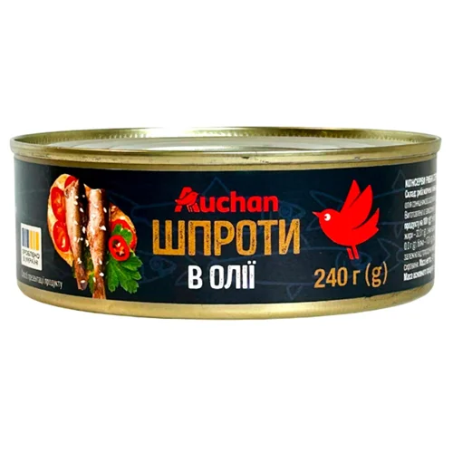 Шпроти Auchan в олії з/б 240г