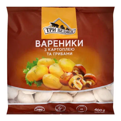 Вареники з картоплею та грибами Три ведмеді м/у 400г