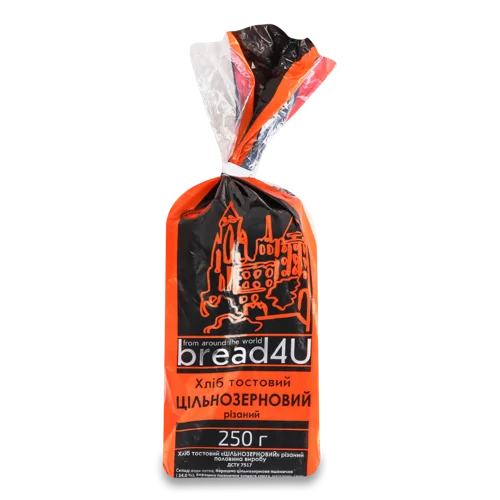 Хліб Тостовий Цільнозерновий в Нарізці, м/у 250г