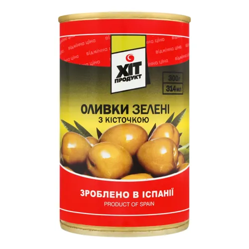 Оливки зелені в залізній банці 314мл з ключем Хіт Продукт