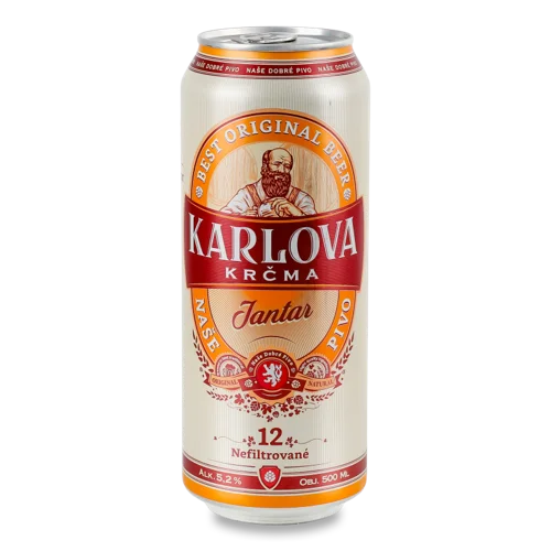 Пиво Світле Янтарне 0.5л 5.2% пастеризоване фільтроване Karlova Krcma з/б
