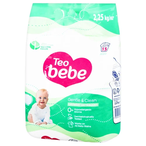 Пральний порошок для дитячого одягу Teo Bebe Gentle&Clean Алое 2,25кг