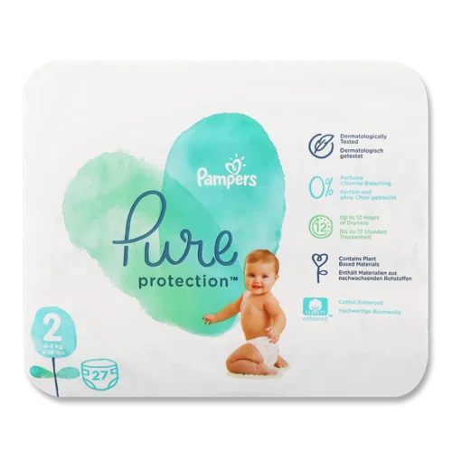 Дитячі Підгузки Pure Protection Pampers, 4-8 кг, 27 шт, в/ґ