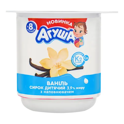 Сирок 3.9% для дітей від 8міс з наповнювачем ваніль Агуша ст 100г