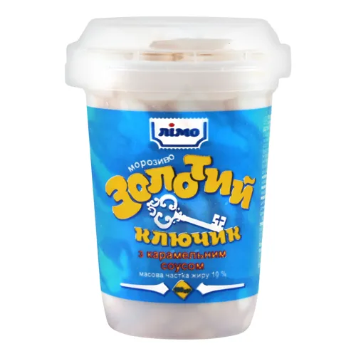 Морозиво 10% з карамельним соусом Золотий ключик Лімо ст 100г