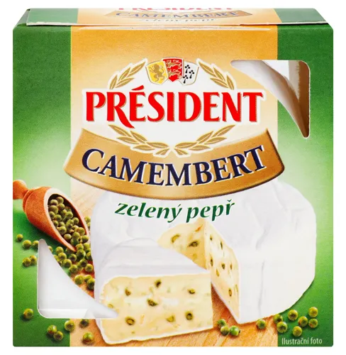 Сир 60% м'який з зеленим перцем Camembert President к/у 90г