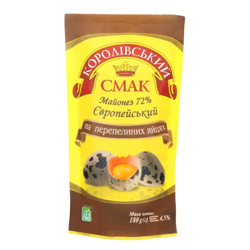 Майонез 72% на перепелиних яйцях Європейський Королівський смак д/п 180г