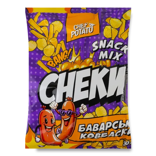 Снеки Картопляні Варено-Копчені Баварські Ковбаски Snack Mix, 30г