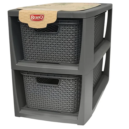 Комод BranQ Rattan на 2 ящики антрацит
