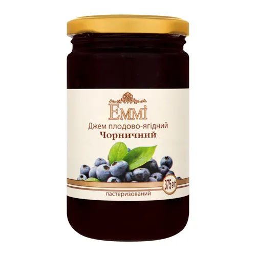 Джем плодово-ягідний пастеризований Чорничний Emmi с/б 375г