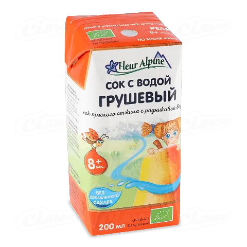 Сік Fleur Alpine грушевий з водою т/п, 200мл