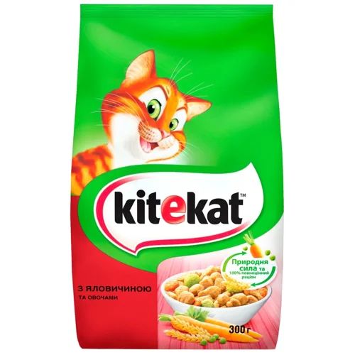 Корм сухий Кіtekat з яловичиною та овочами для котів 300г