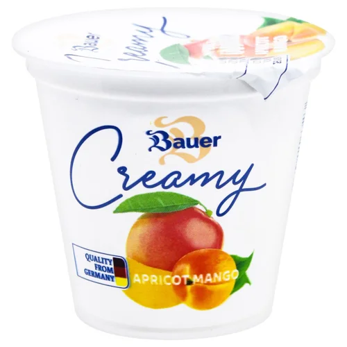 Десерт Bauer Creamy Абрикос-манго молочний на основі йогурту 8% 125г