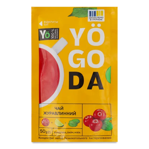 Напій Безалкогольний Концентрат Журавлинний Yogoda, пастеризований, д/п 50г