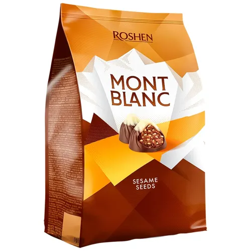 Цукерки пралінові Roshen Montblanc з шоколадом та сезамом 240г
