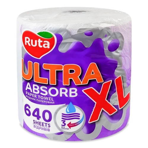 Рушник паперовий 3-х шаровий з відривами XL Ultra Absorb Ruta, 1 шт