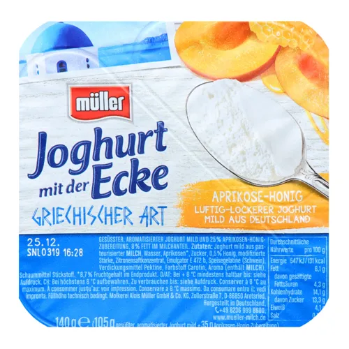 Йогурт 8% Абрикос-мед Muller ст 140г