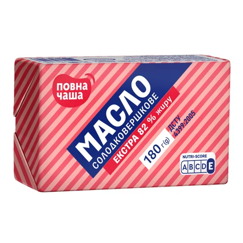 Масло солодковершкове Повна Чаша Екстра 82%,180г