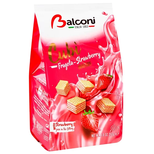 Кубики вафельні Balconi  полуниця 250г