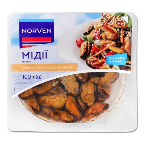 Мідії Варені З Кунжутом Та Соусом Унагі Norven, Лоток 100г