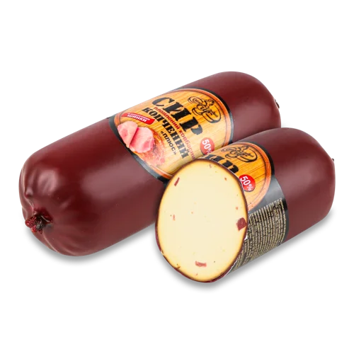 Сир Плавлений Ковбасний Копчений Зі Шматочками Шинки Плюс Старокозачий, 50%, кг