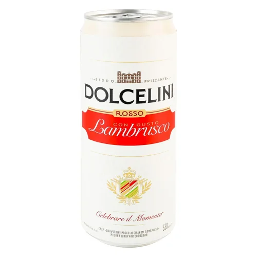 Сидр Dolcelini Rosso Con Gusto Lambrusko шипучий солодкий 7,5% 0,33л