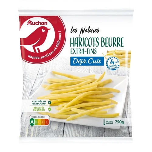 Стручкова квасоля Auchan швидкого приготування заморожена 750г