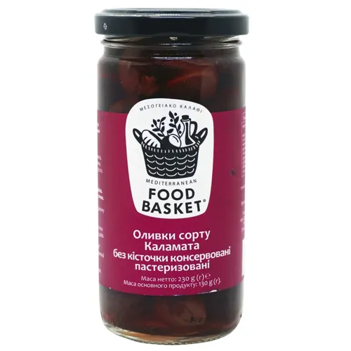 Оливки Food basket Каламата без кісточки пастеризовані 260г