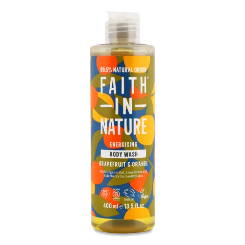 Гель для душу з грейпфрутом та апельсином, натуральний, Faith in Nature, 400мл