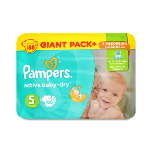 Підгузки Дитячі Pampers Active Baby-Dry Junior, В/ґ, 11-18 кг, Мала Мега Упаковка 87 шт.