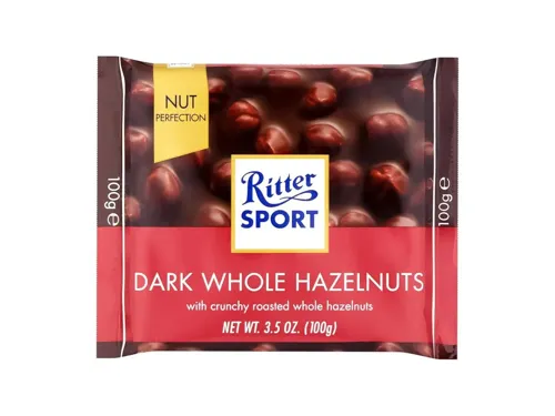 Шоколад чорний Ріттер Спорт з цілими лісовими горіхами у плитках 100г