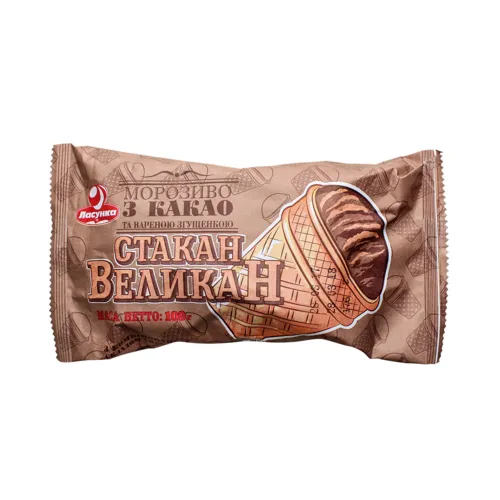 Морозиво 12% з какао та вареною згущенкою Стакан Великан Ласунка м/у 100г
